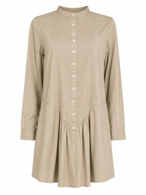 Chico’s Taupe Pintuck Button Front Shirt Dress Size 3 XL